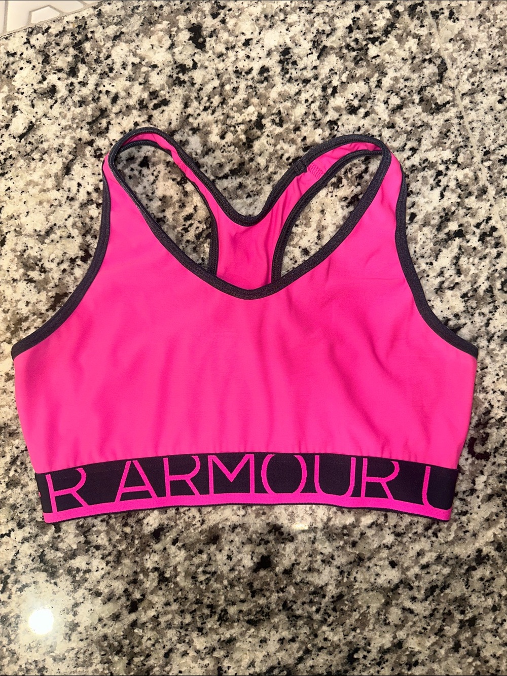 Under Armour Hot Pink Racerback Sports Bra with Black Trim